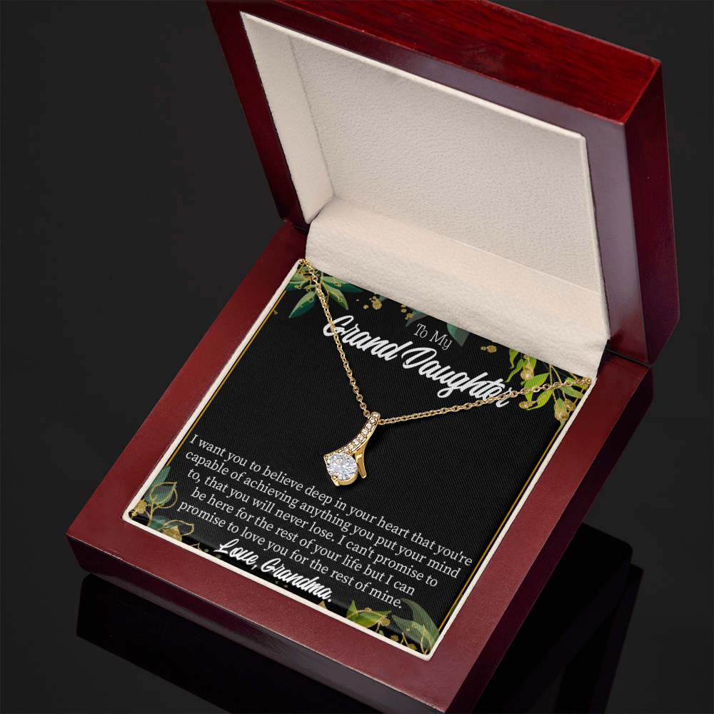 To My Granddaughter Believe Alluring Ribbon Necklace Message Card-Express Your Love Gifts