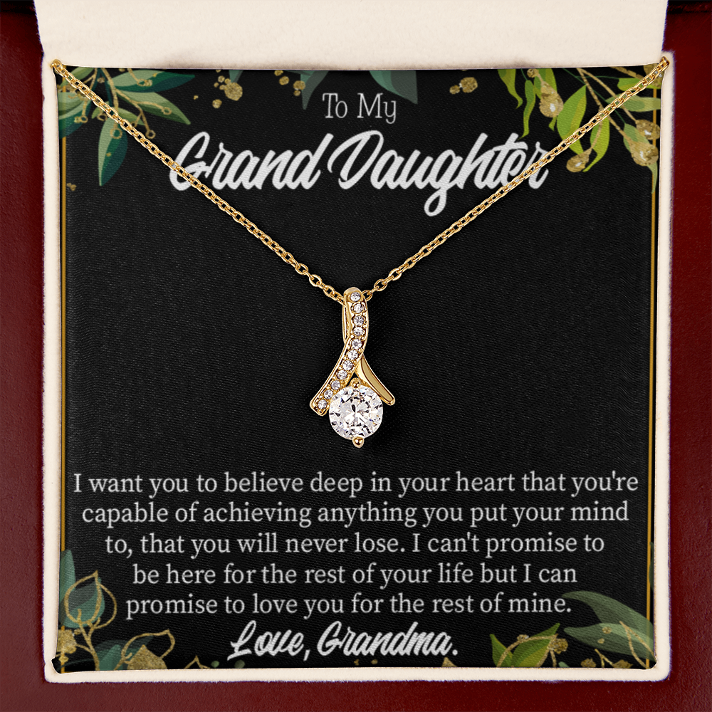 To My Granddaughter Believe Alluring Ribbon Necklace Message Card-Express Your Love Gifts
