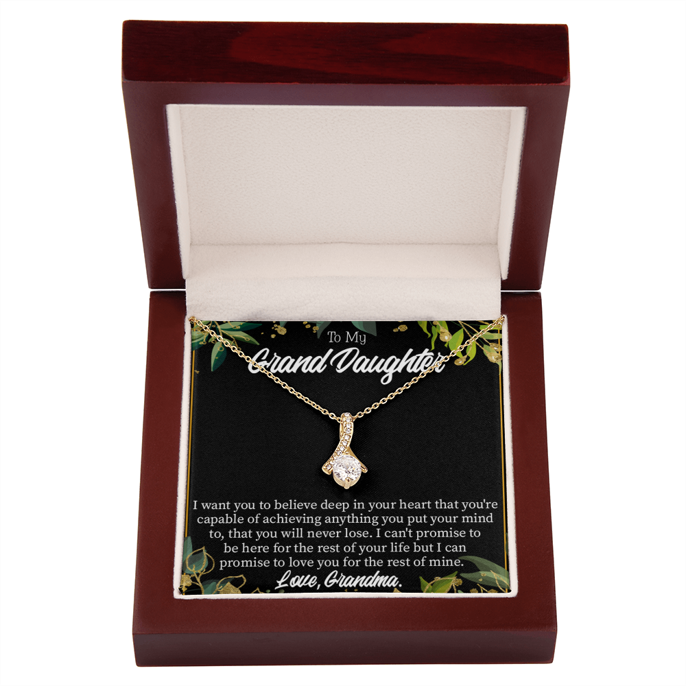 To My Granddaughter Believe Alluring Ribbon Necklace Message Card-Express Your Love Gifts