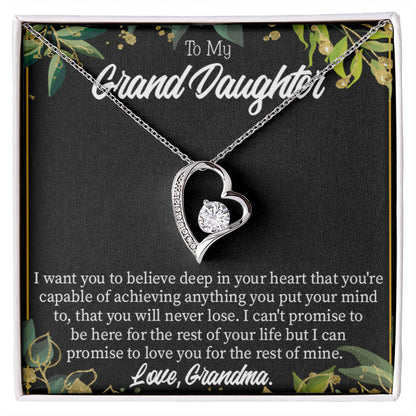 To My Granddaughter Believe From Grandma Forever Necklace w Message Card-Express Your Love Gifts