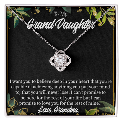 To My Granddaughter Believe From Grandma Infinity Knot Necklace Message Card-Express Your Love Gifts
