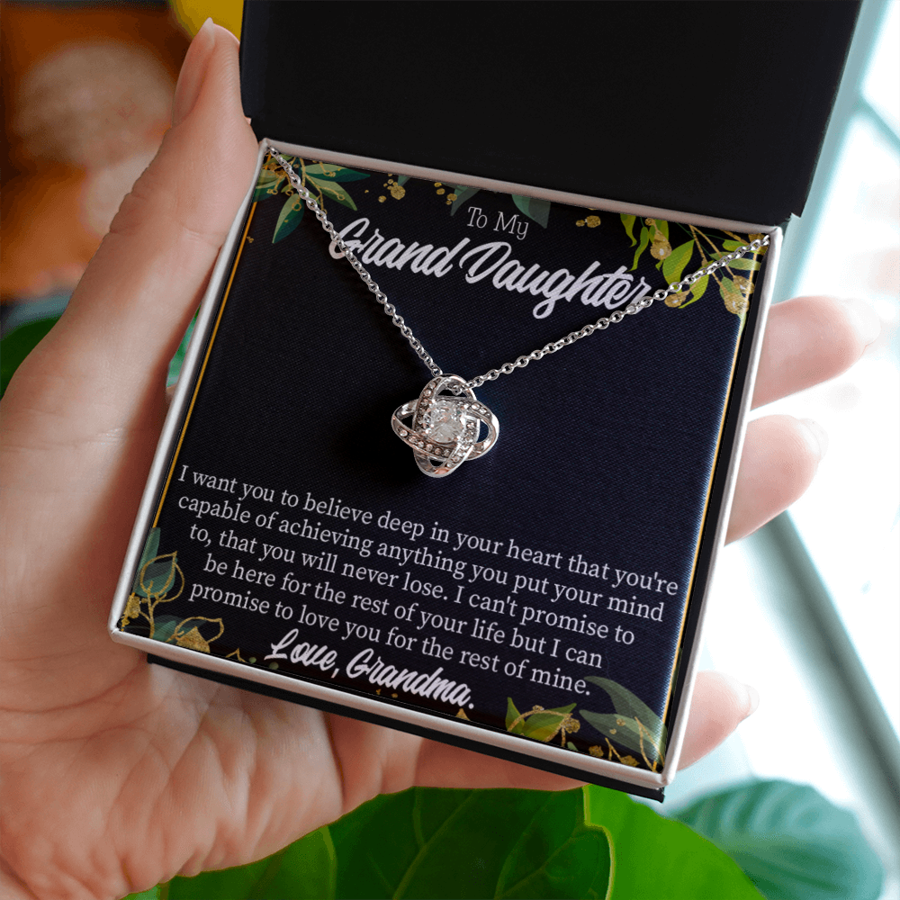To My Granddaughter Believe From Grandma Infinity Knot Necklace Message Card-Express Your Love Gifts
