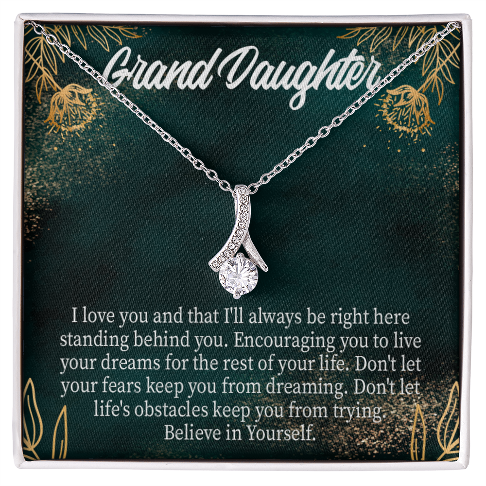 To My Granddaughter Believe in Yourself Alluring Ribbon Necklace Message Card-Express Your Love Gifts