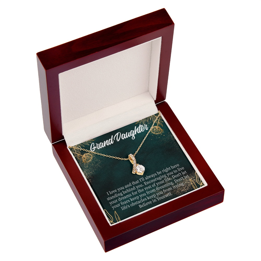 To My Granddaughter Believe in Yourself Alluring Ribbon Necklace Message Card-Express Your Love Gifts