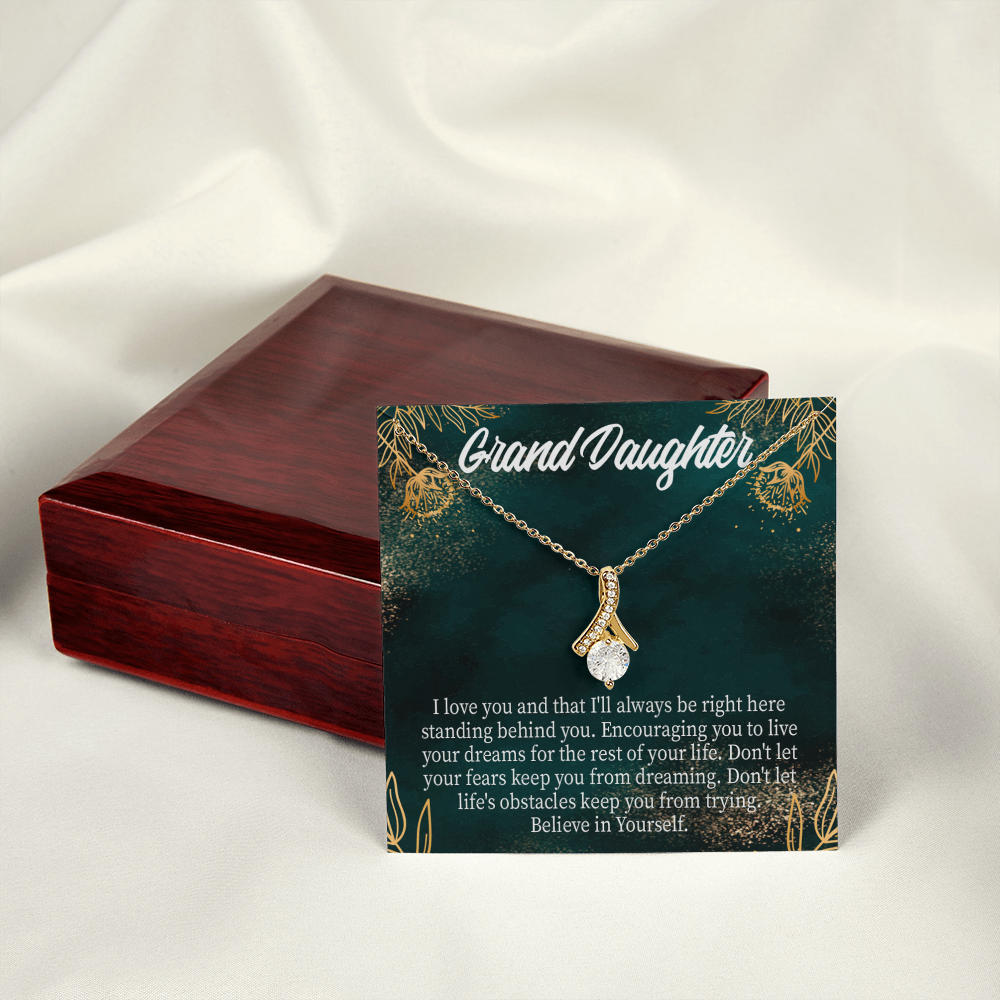 To My Granddaughter Believe in Yourself Alluring Ribbon Necklace Message Card-Express Your Love Gifts