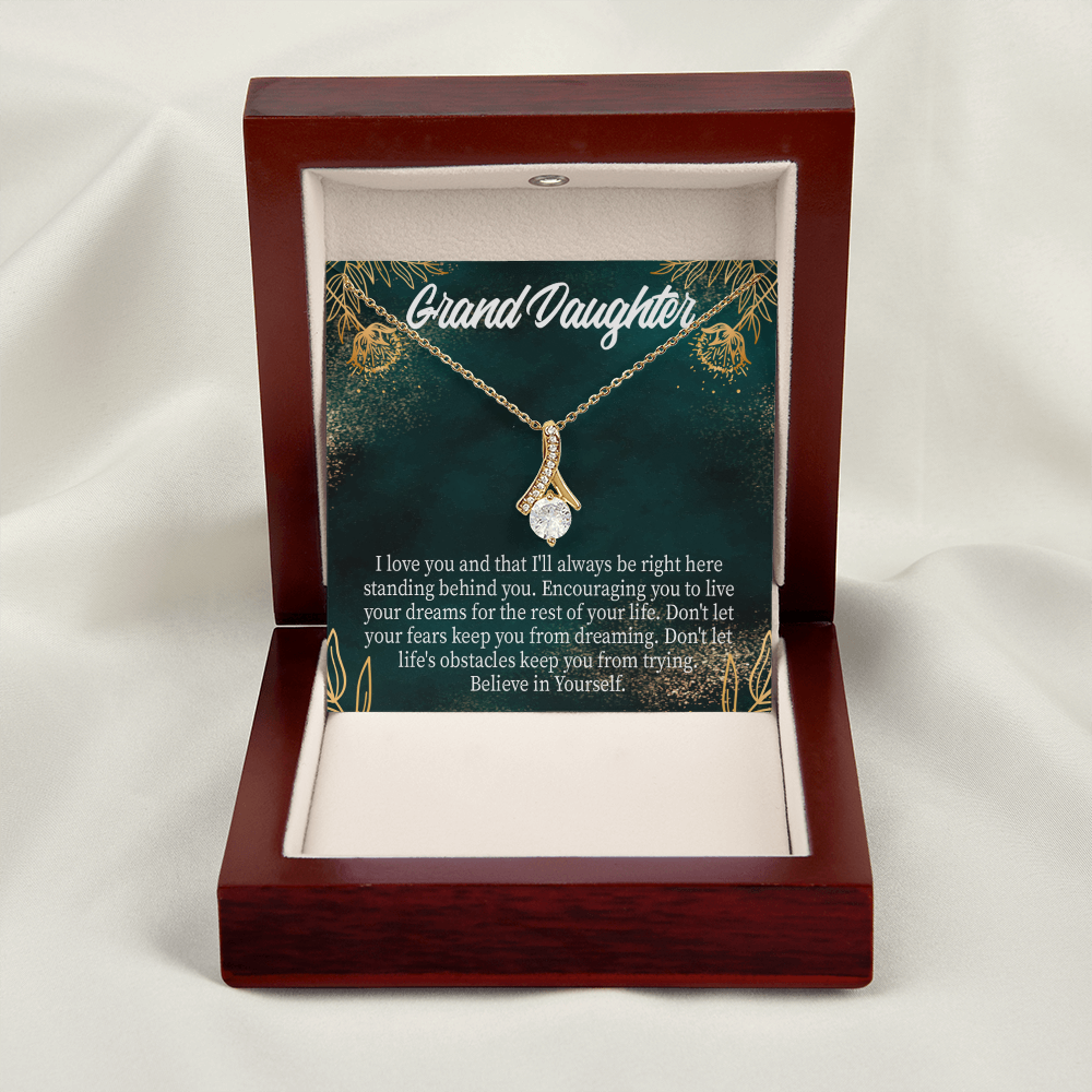 To My Granddaughter Believe in Yourself Alluring Ribbon Necklace Message Card-Express Your Love Gifts