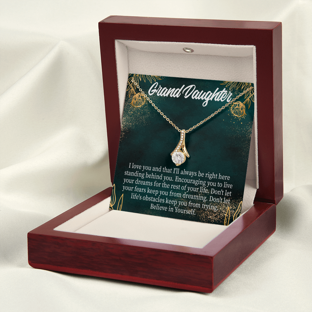 To My Granddaughter Believe in Yourself Alluring Ribbon Necklace Message Card-Express Your Love Gifts
