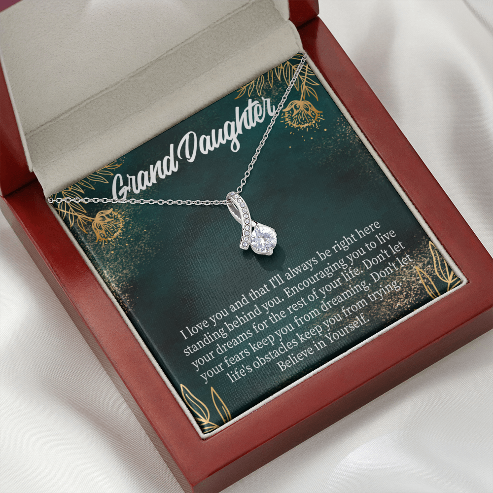 To My Granddaughter Believe in Yourself Alluring Ribbon Necklace Message Card-Express Your Love Gifts