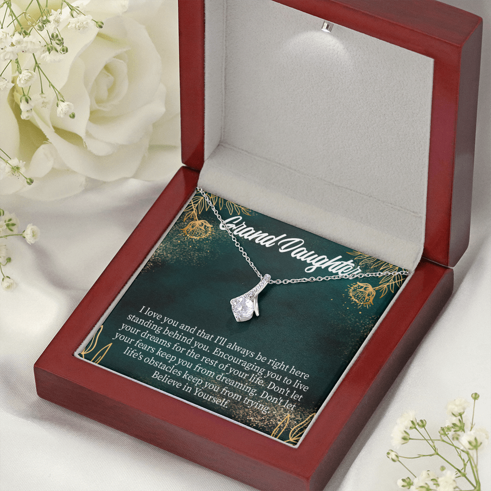 To My Granddaughter Believe in Yourself Alluring Ribbon Necklace Message Card-Express Your Love Gifts