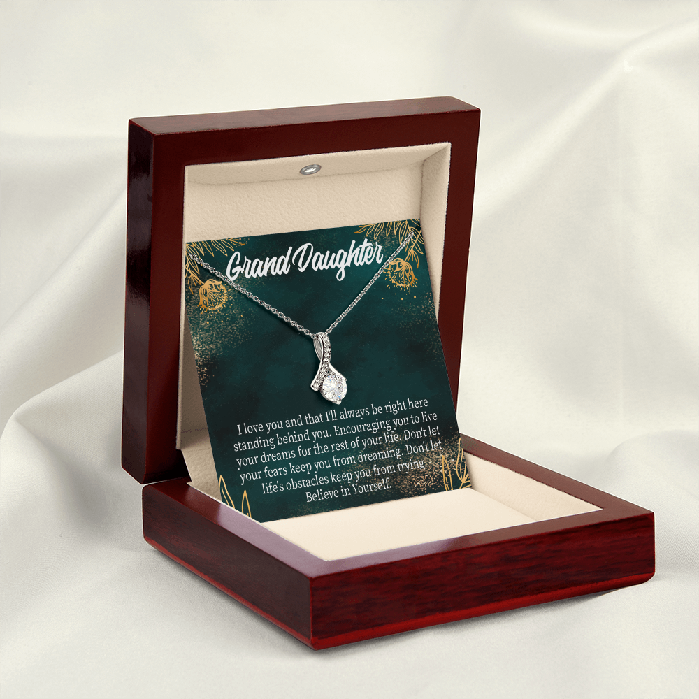 To My Granddaughter Believe in Yourself Alluring Ribbon Necklace Message Card-Express Your Love Gifts