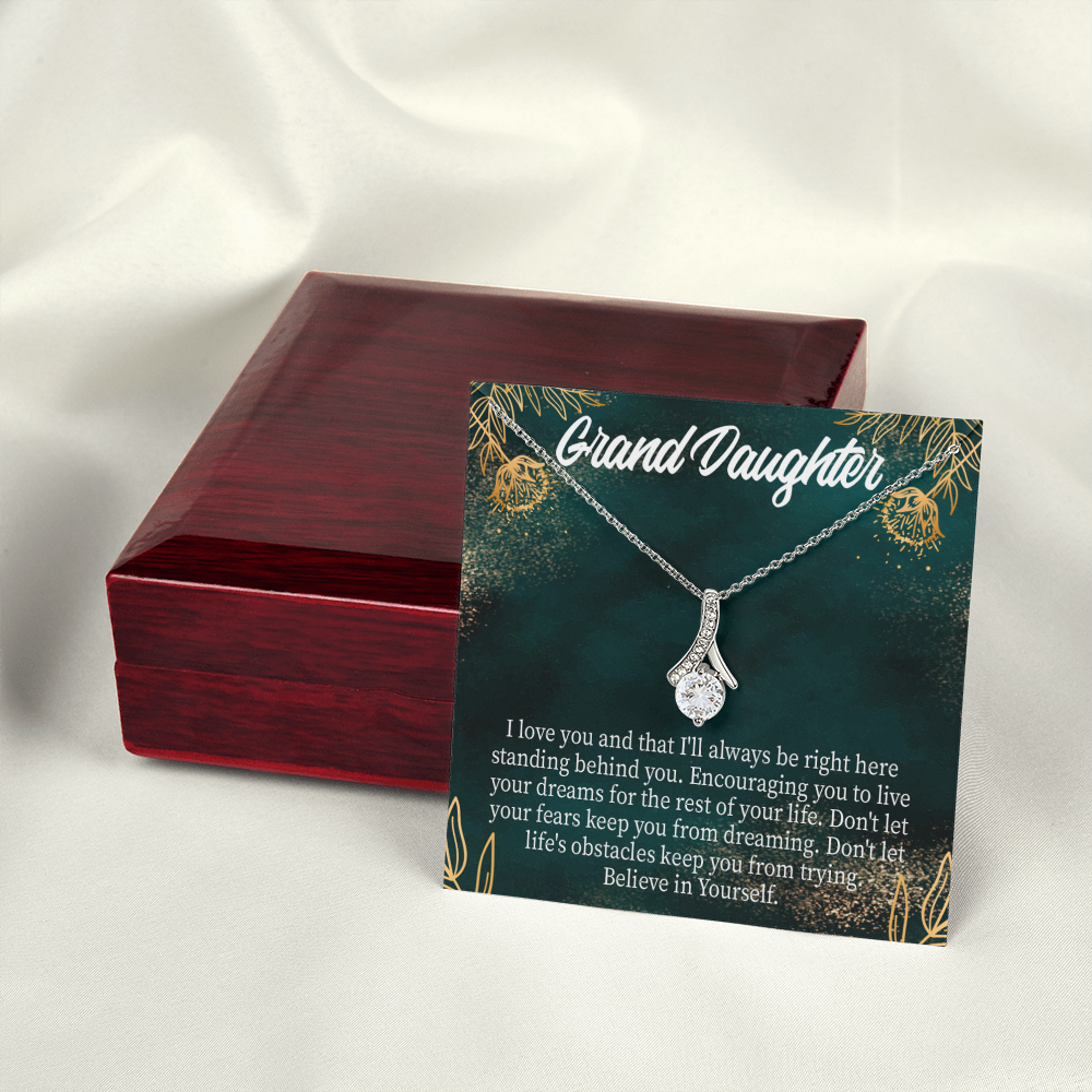 To My Granddaughter Believe in Yourself Alluring Ribbon Necklace Message Card-Express Your Love Gifts