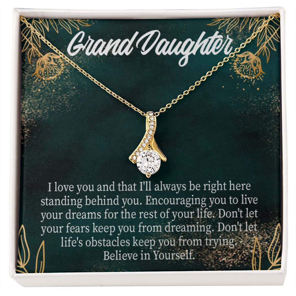 To My Granddaughter Believe in Yourself Alluring Ribbon Necklace Message Card-Express Your Love Gifts