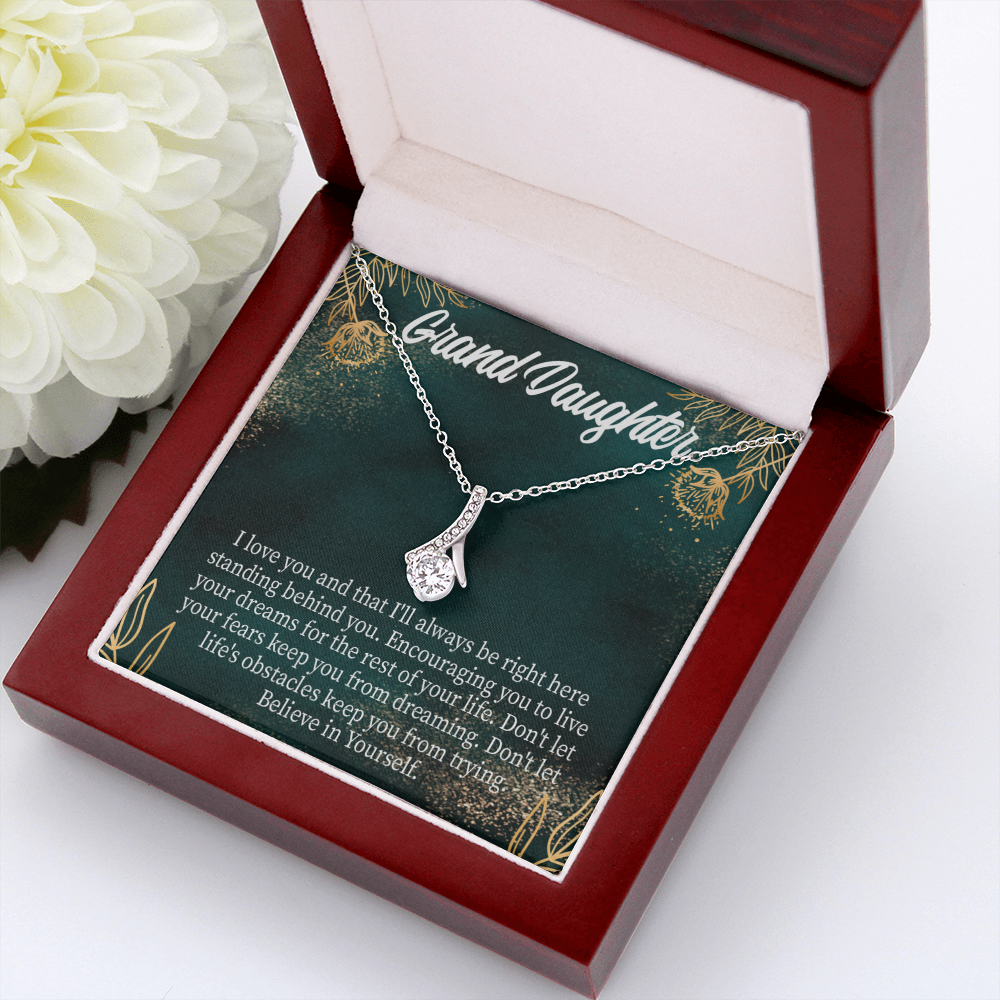 To My Granddaughter Believe in Yourself Alluring Ribbon Necklace Message Card-Express Your Love Gifts