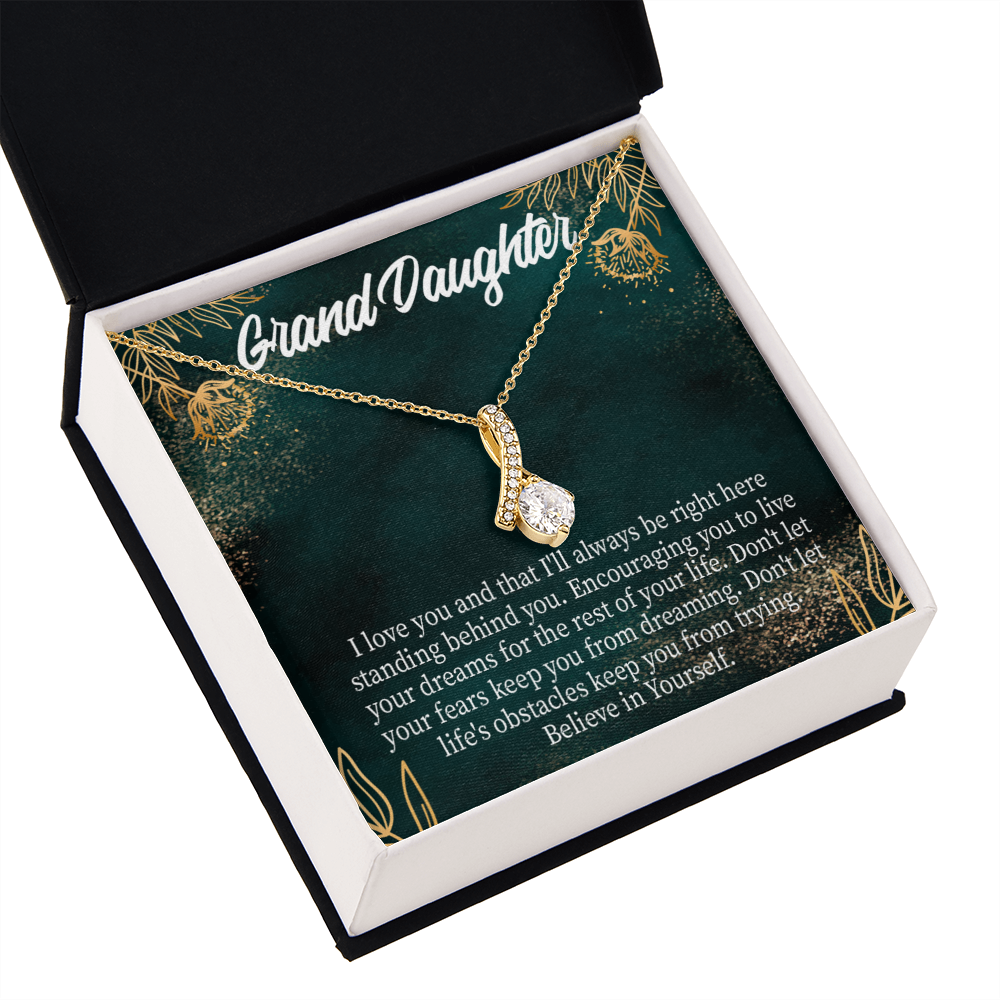 To My Granddaughter Believe in Yourself Alluring Ribbon Necklace Message Card-Express Your Love Gifts