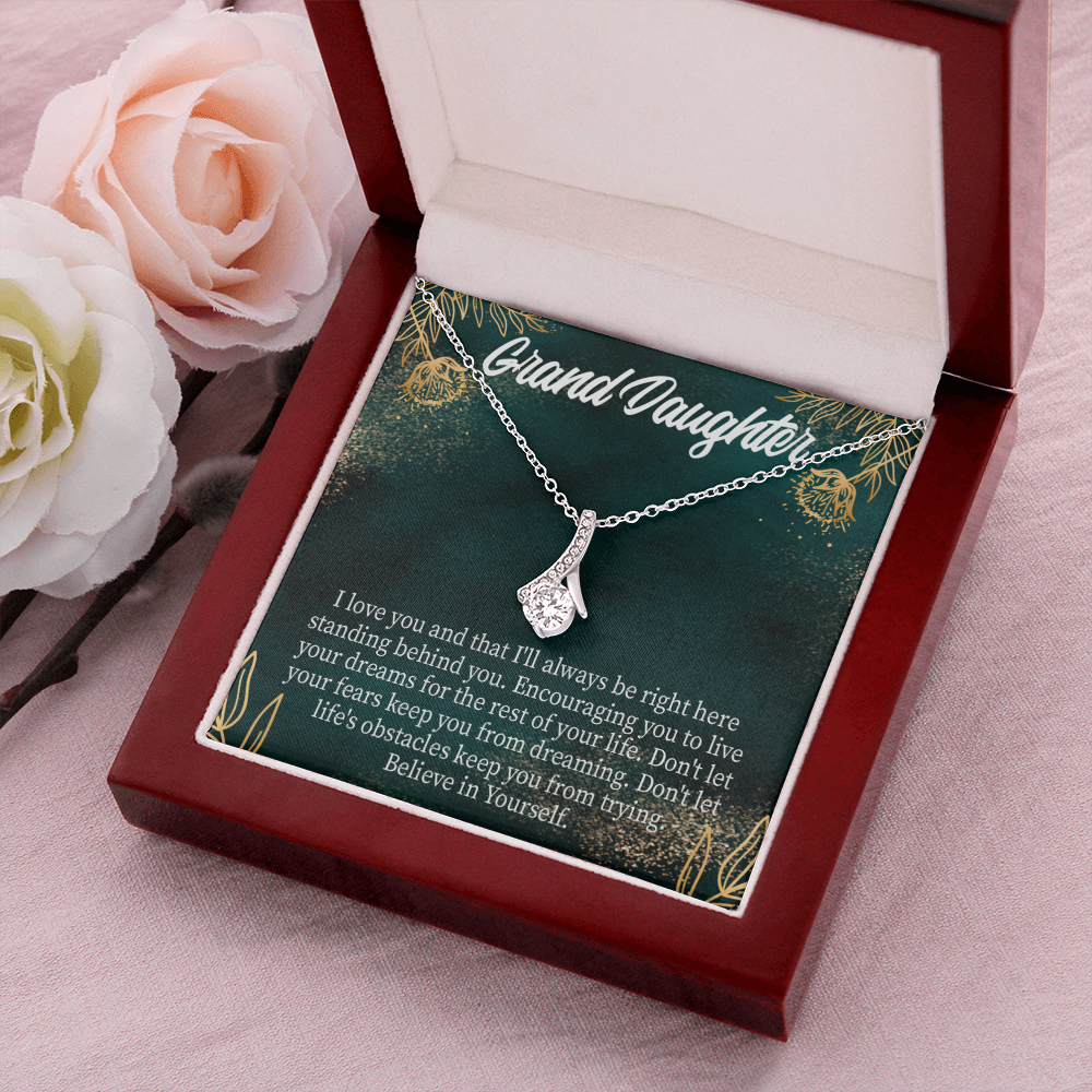 To My Granddaughter Believe in Yourself Alluring Ribbon Necklace Message Card-Express Your Love Gifts