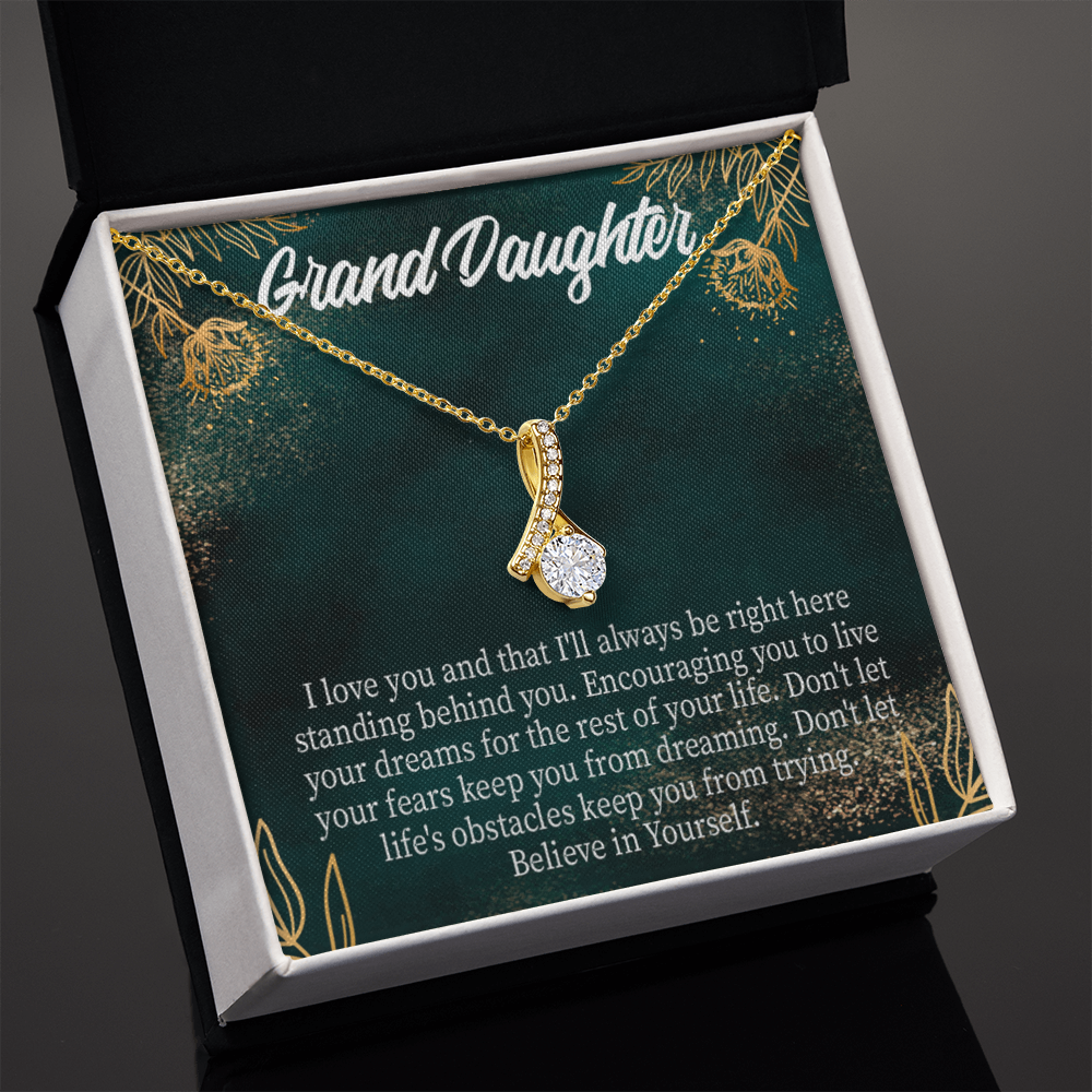To My Granddaughter Believe in Yourself Alluring Ribbon Necklace Message Card-Express Your Love Gifts