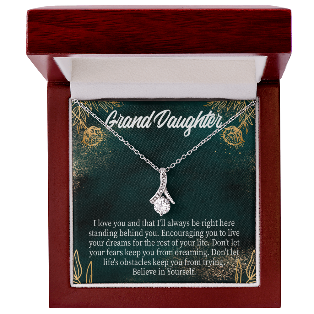 To My Granddaughter Believe in Yourself Alluring Ribbon Necklace Message Card-Express Your Love Gifts