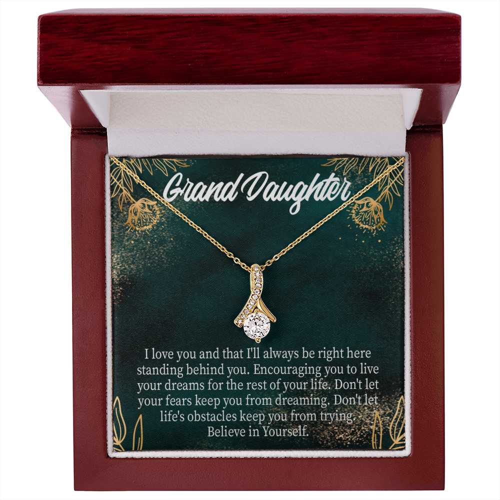 To My Granddaughter Believe in Yourself Alluring Ribbon Necklace Message Card-Express Your Love Gifts