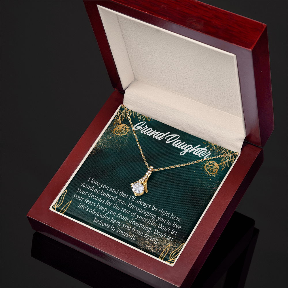 To My Granddaughter Believe in Yourself Alluring Ribbon Necklace Message Card-Express Your Love Gifts