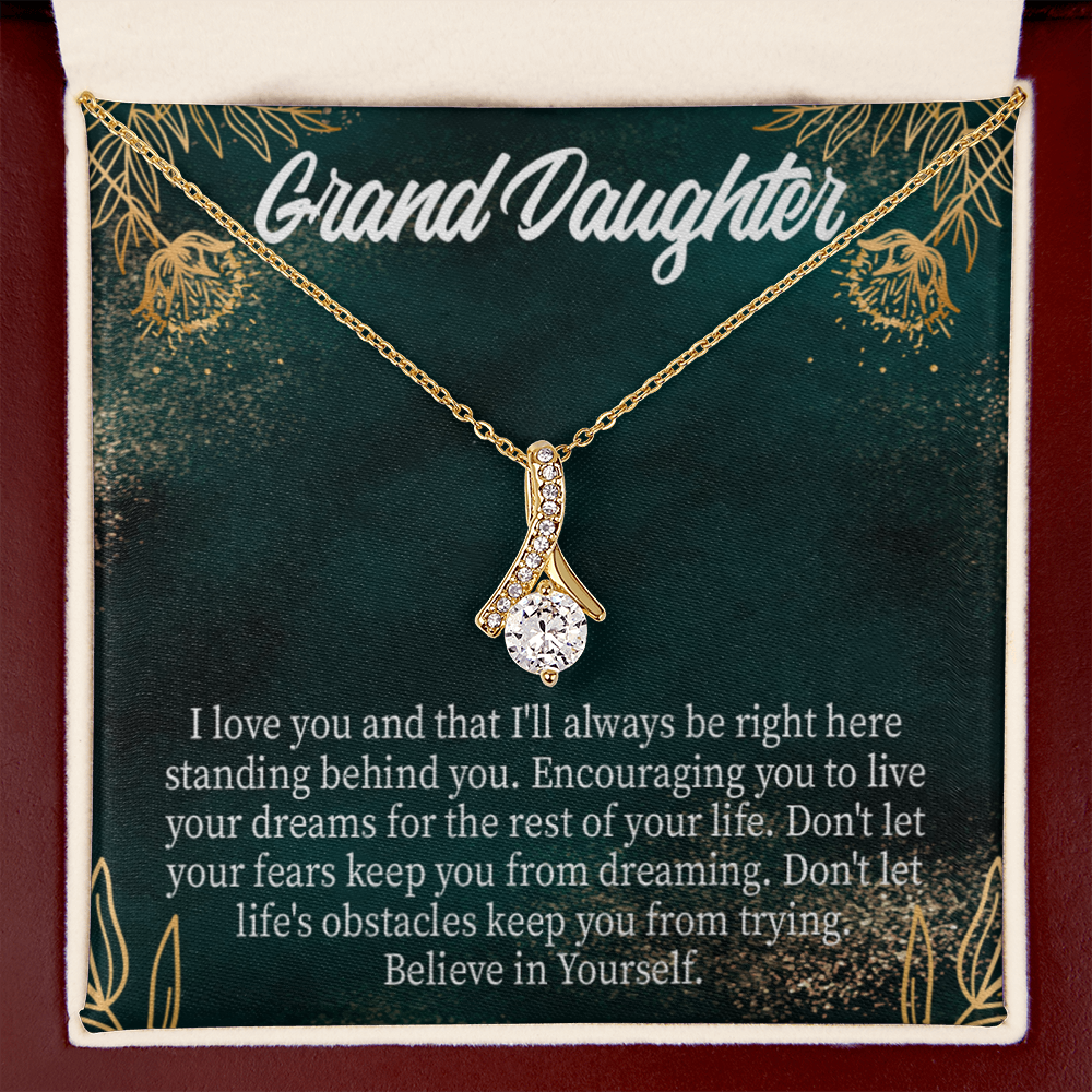 To My Granddaughter Believe in Yourself Alluring Ribbon Necklace Message Card-Express Your Love Gifts