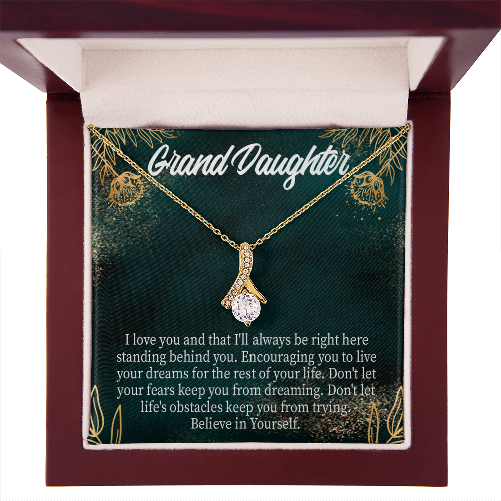 To My Granddaughter Believe in Yourself Alluring Ribbon Necklace Message Card-Express Your Love Gifts