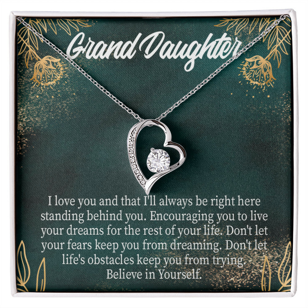 To My Granddaughter Believe in Yourself Forever Necklace w Message Card-Express Your Love Gifts