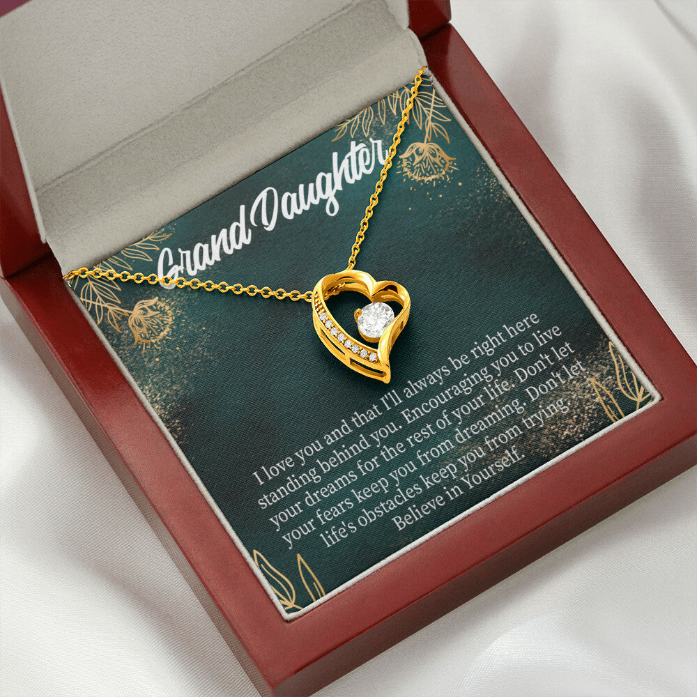 To My Granddaughter Believe in Yourself Forever Necklace w Message Card-Express Your Love Gifts