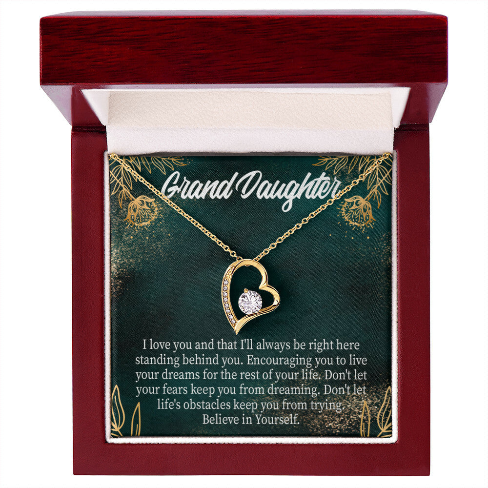 To My Granddaughter Believe in Yourself Forever Necklace w Message Card-Express Your Love Gifts