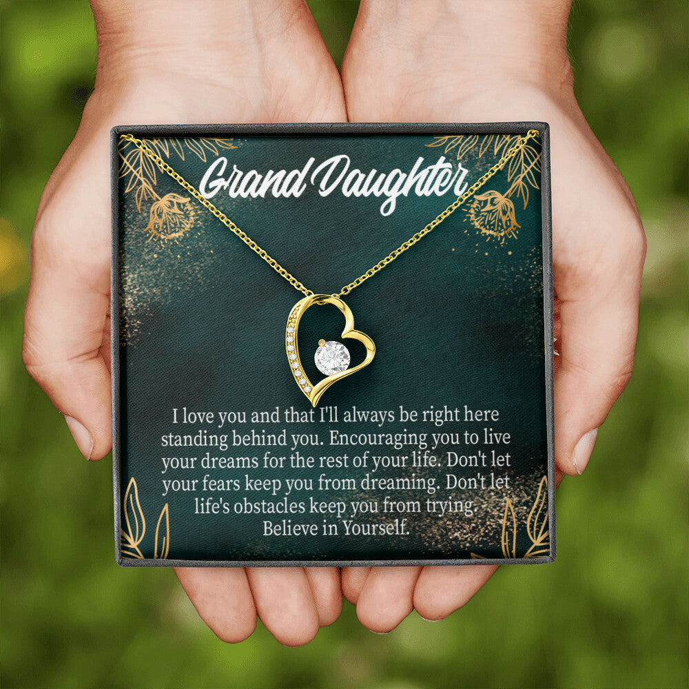 To My Granddaughter Believe in Yourself Forever Necklace w Message Card-Express Your Love Gifts