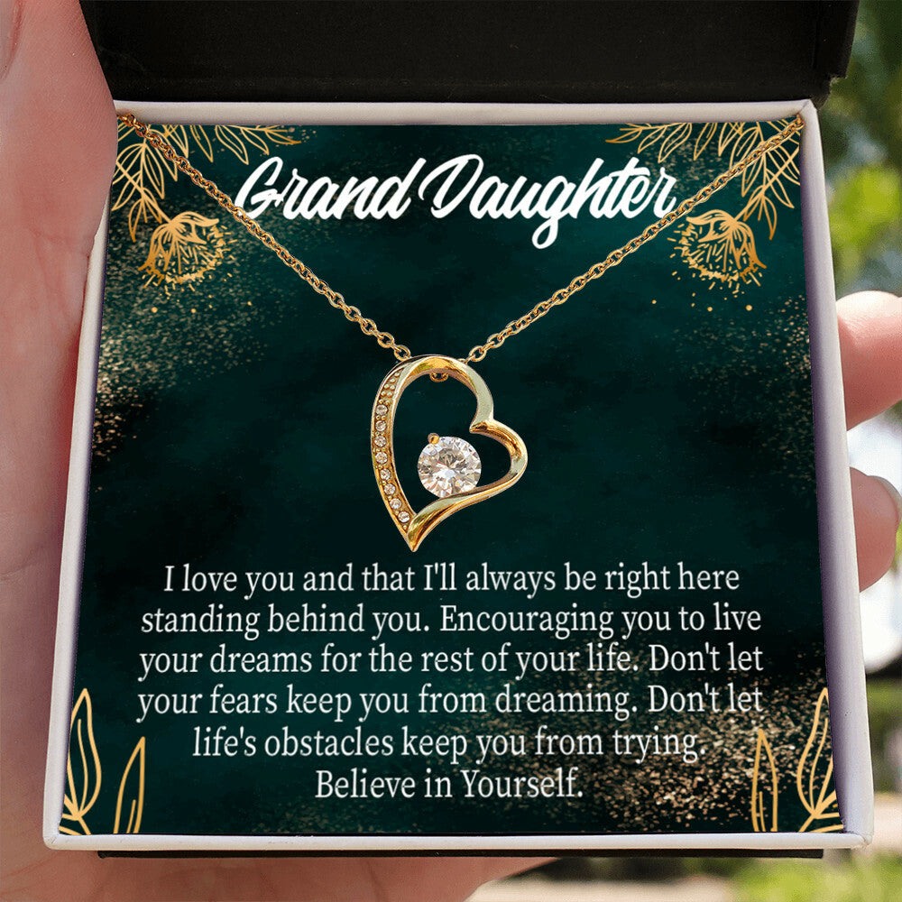 To My Granddaughter Believe in Yourself Forever Necklace w Message Card-Express Your Love Gifts