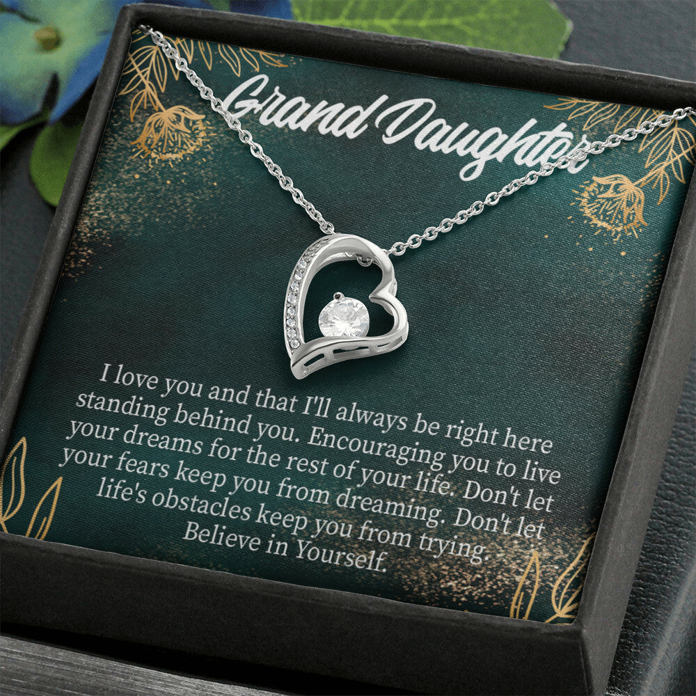 To My Granddaughter Believe in Yourself Forever Necklace w Message Card-Express Your Love Gifts