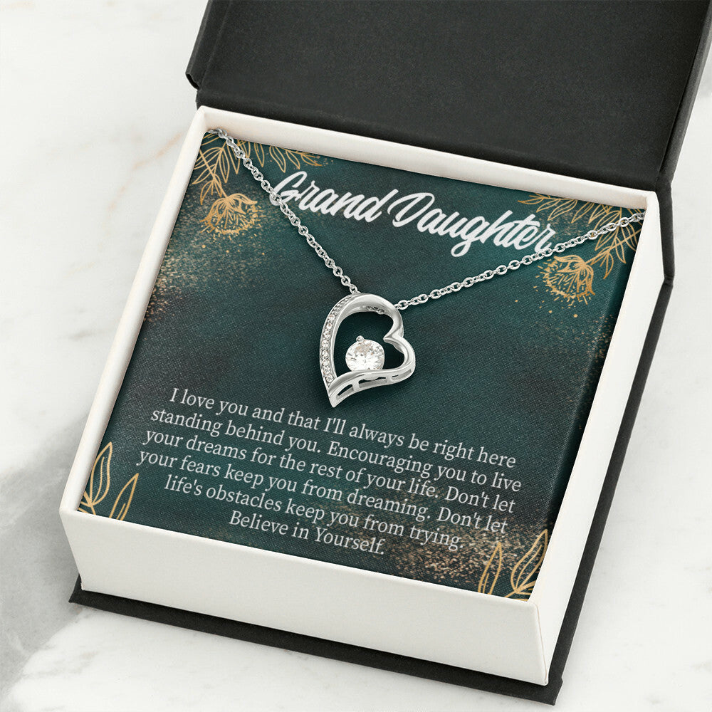 To My Granddaughter Believe in Yourself Forever Necklace w Message Card-Express Your Love Gifts