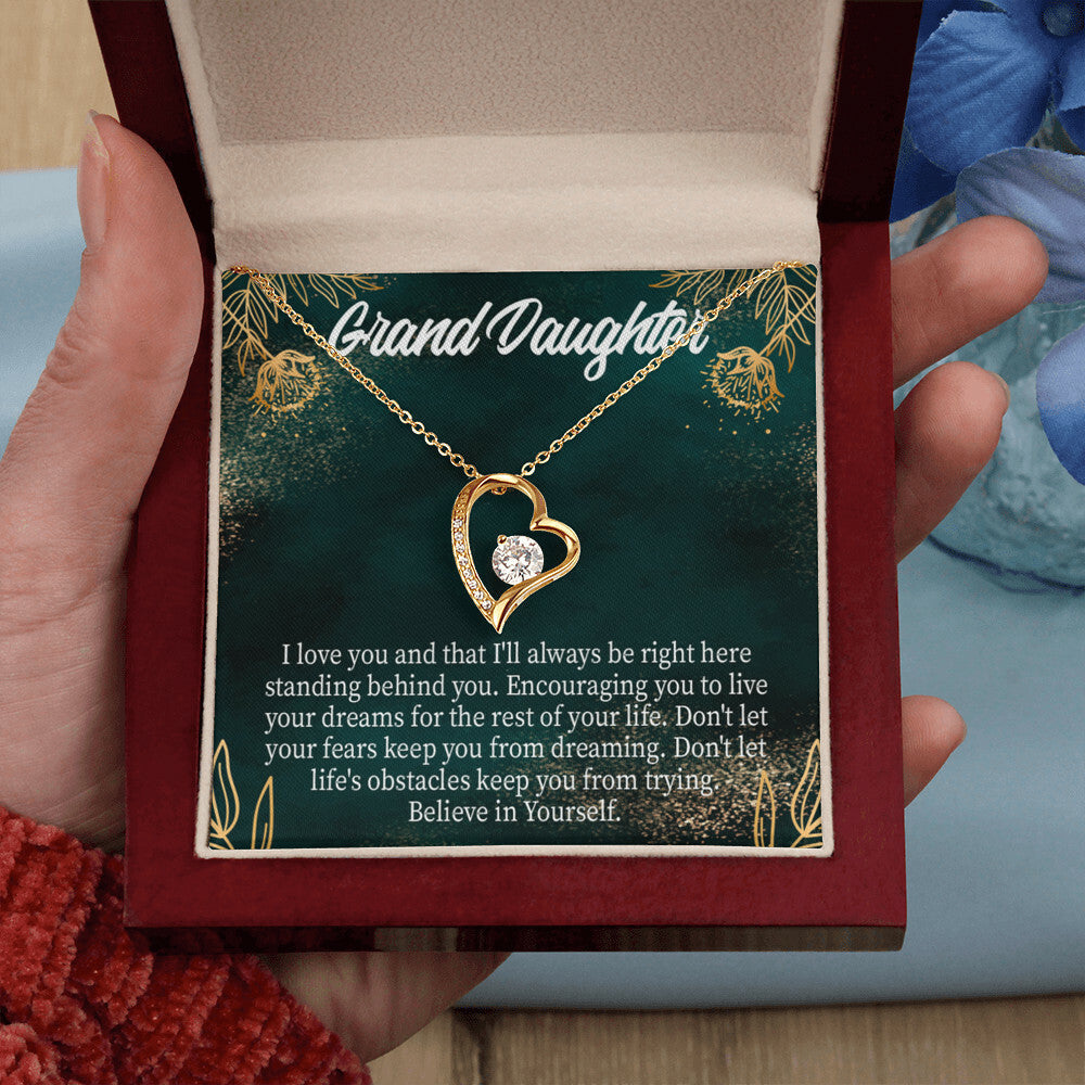 To My Granddaughter Believe in Yourself Forever Necklace w Message Card-Express Your Love Gifts
