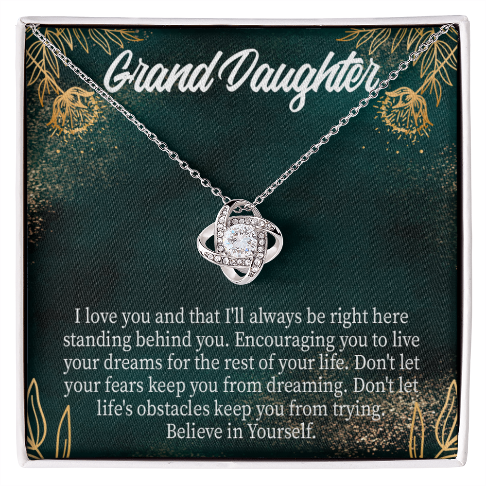 To My Granddaughter Believe in Yourself Infinity Knot Necklace Message Card-Express Your Love Gifts