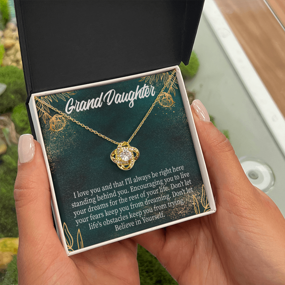 To My Granddaughter Believe in Yourself Infinity Knot Necklace Message Card-Express Your Love Gifts