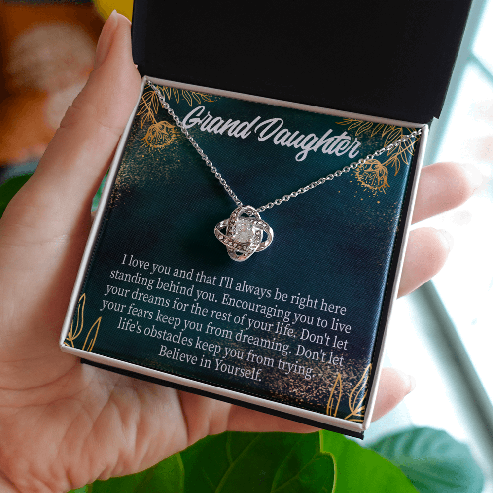To My Granddaughter Believe in Yourself Infinity Knot Necklace Message Card-Express Your Love Gifts