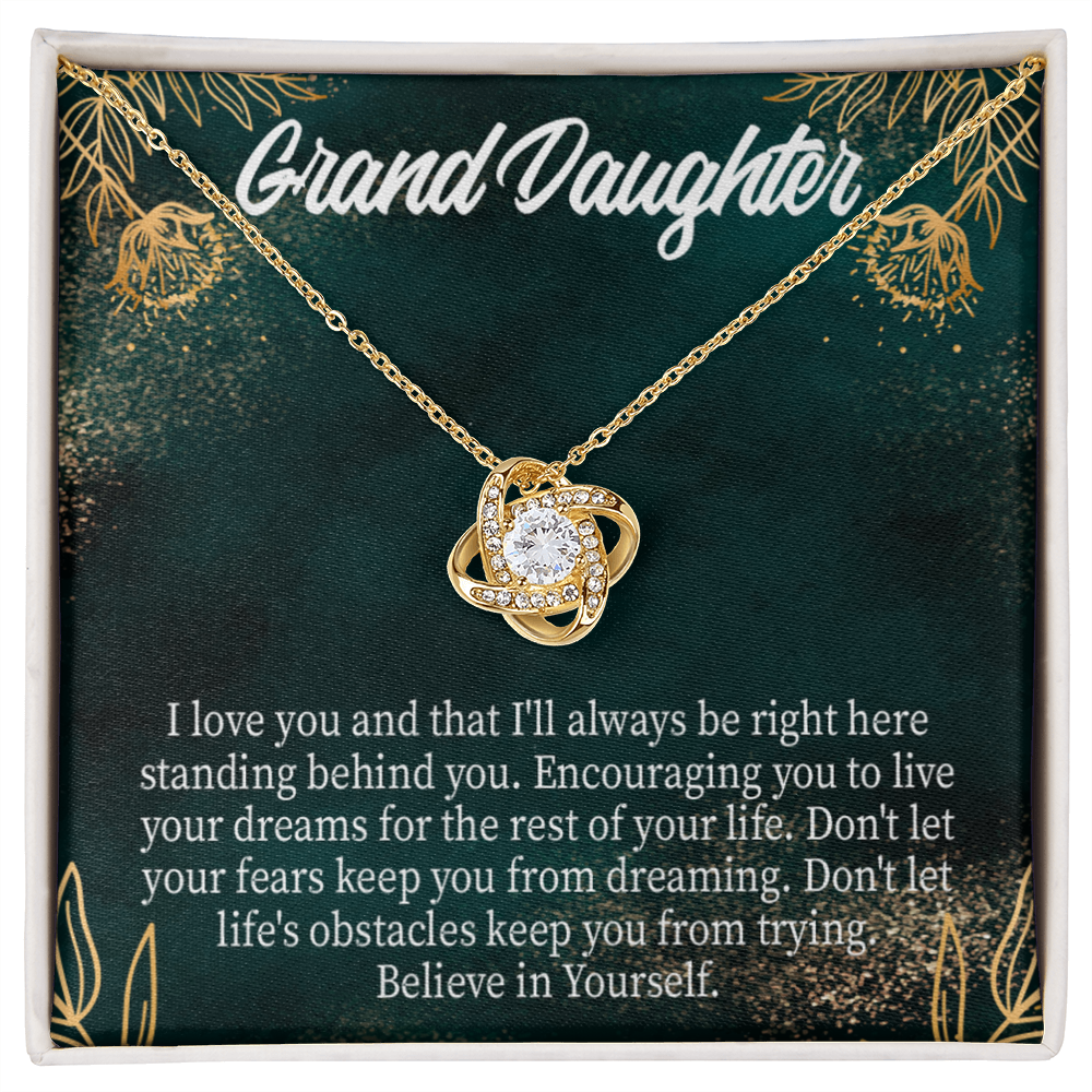 To My Granddaughter Believe in Yourself Infinity Knot Necklace Message Card-Express Your Love Gifts