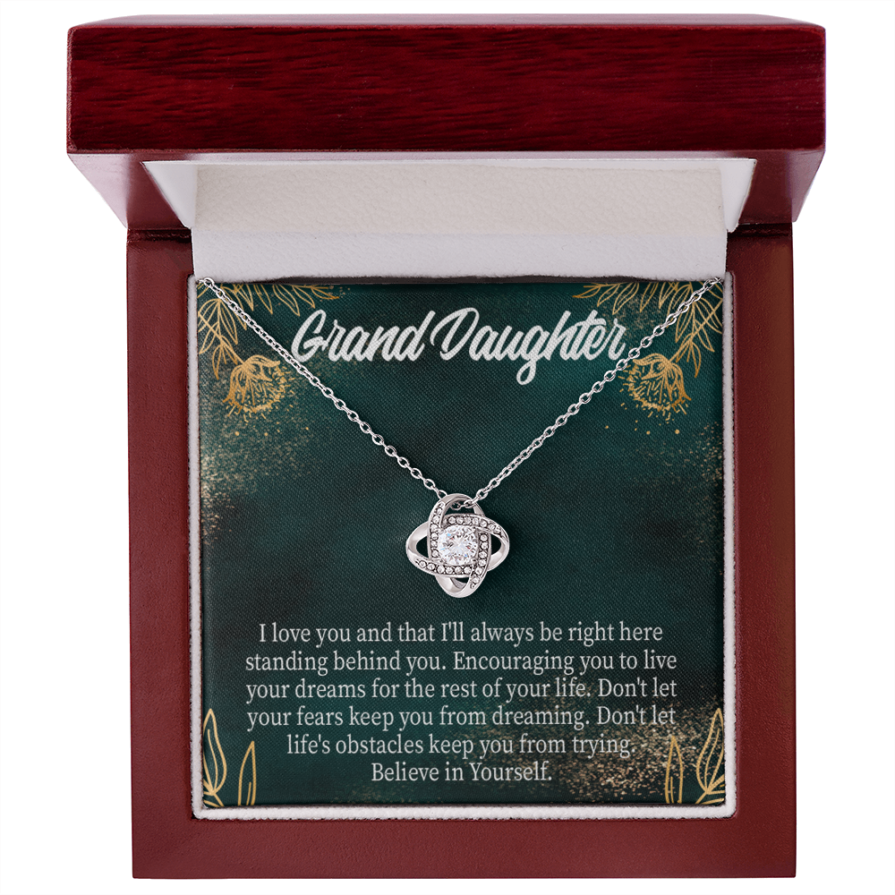 To My Granddaughter Believe in Yourself Infinity Knot Necklace Message Card-Express Your Love Gifts