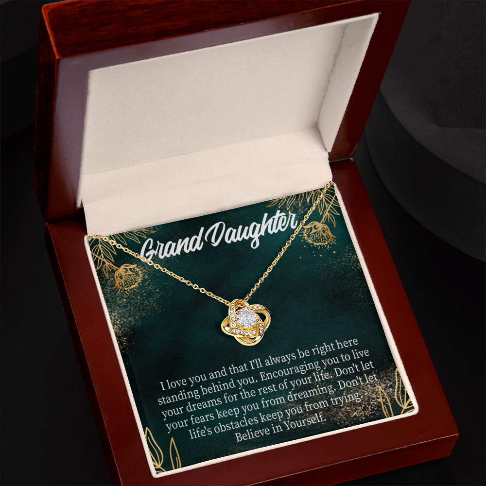 To My Granddaughter Believe in Yourself Infinity Knot Necklace Message Card-Express Your Love Gifts