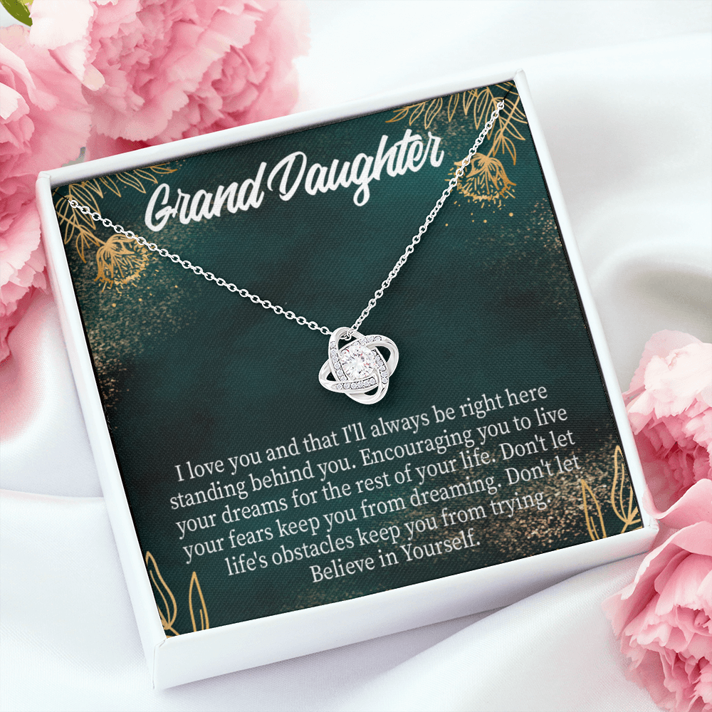 To My Granddaughter Believe in Yourself Infinity Knot Necklace Message Card-Express Your Love Gifts