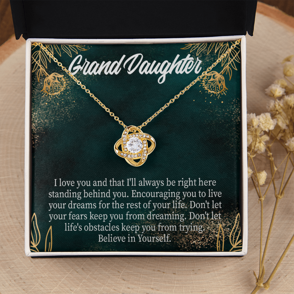 To My Granddaughter Believe in Yourself Infinity Knot Necklace Message Card-Express Your Love Gifts