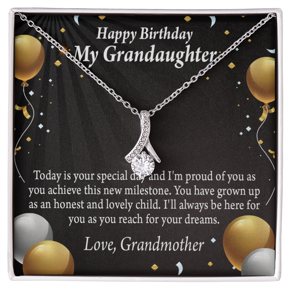 To My Granddaughter Birthday Card For Granddaughter Alluring Ribbon Necklace Message Card-Express Your Love Gifts