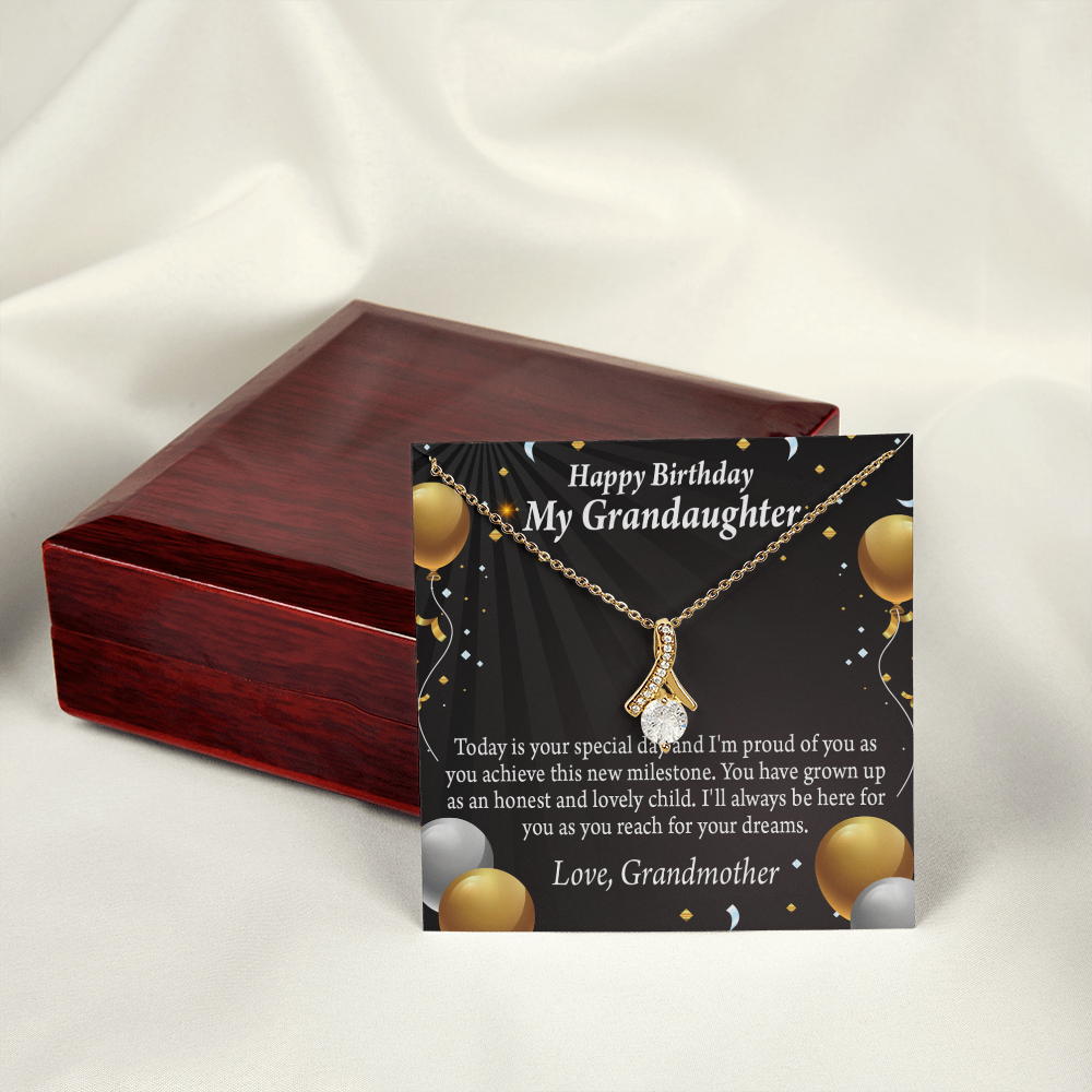 To My Granddaughter Birthday Card For Granddaughter Alluring Ribbon Necklace Message Card-Express Your Love Gifts