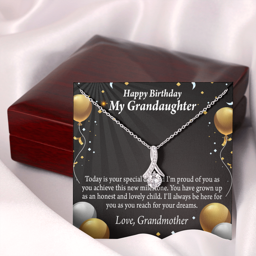 To My Granddaughter Birthday Card For Granddaughter Alluring Ribbon Necklace Message Card-Express Your Love Gifts