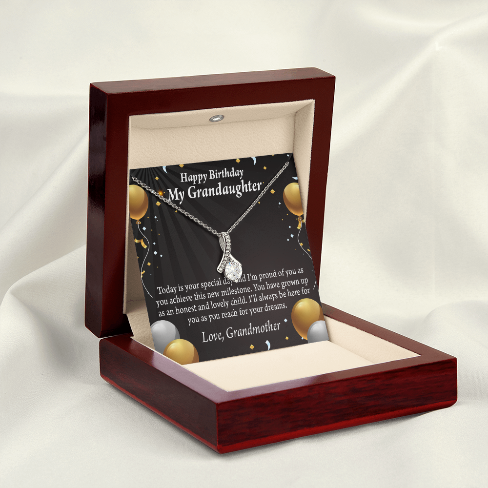 To My Granddaughter Birthday Card For Granddaughter Alluring Ribbon Necklace Message Card-Express Your Love Gifts