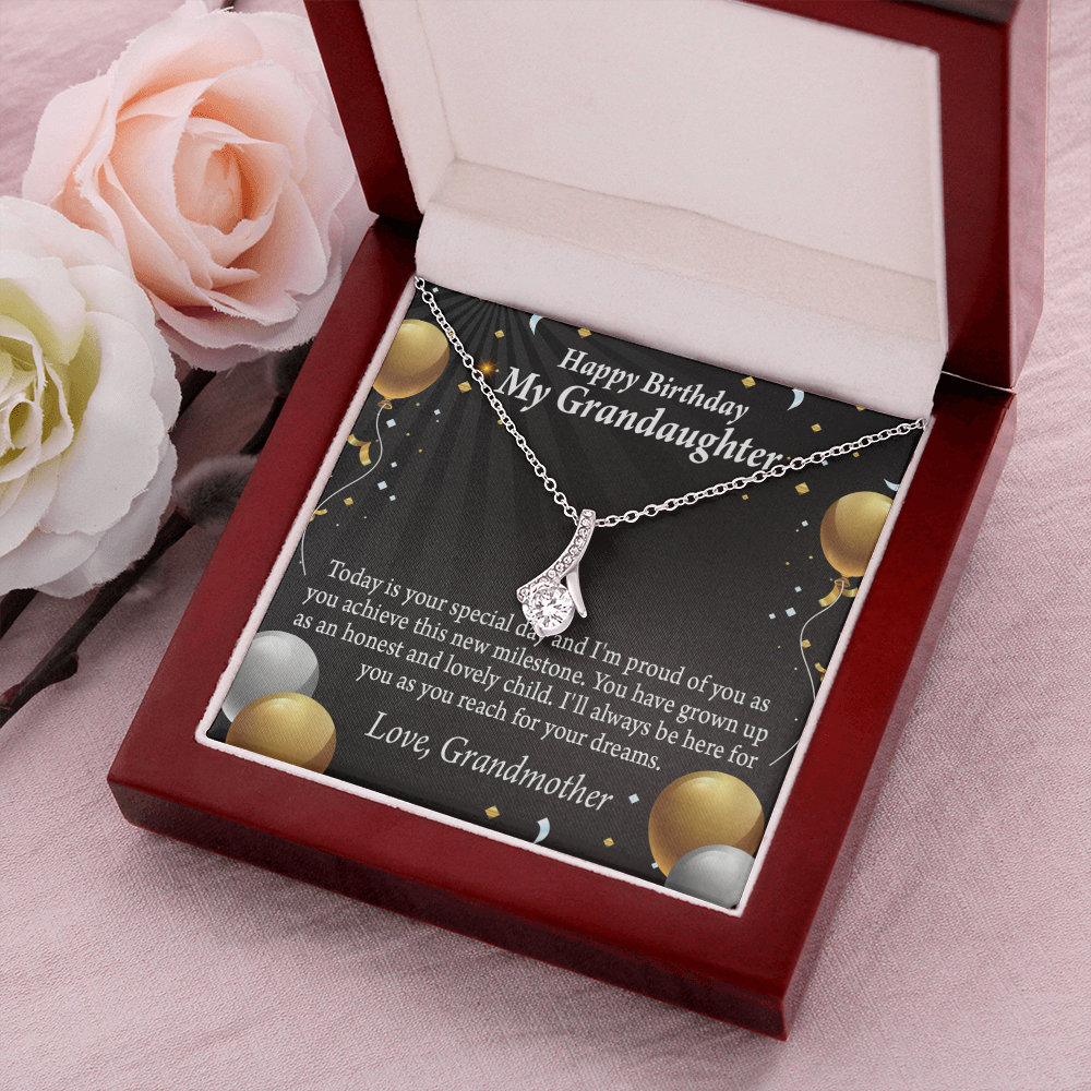 To My Granddaughter Birthday Card For Granddaughter Alluring Ribbon Necklace Message Card-Express Your Love Gifts