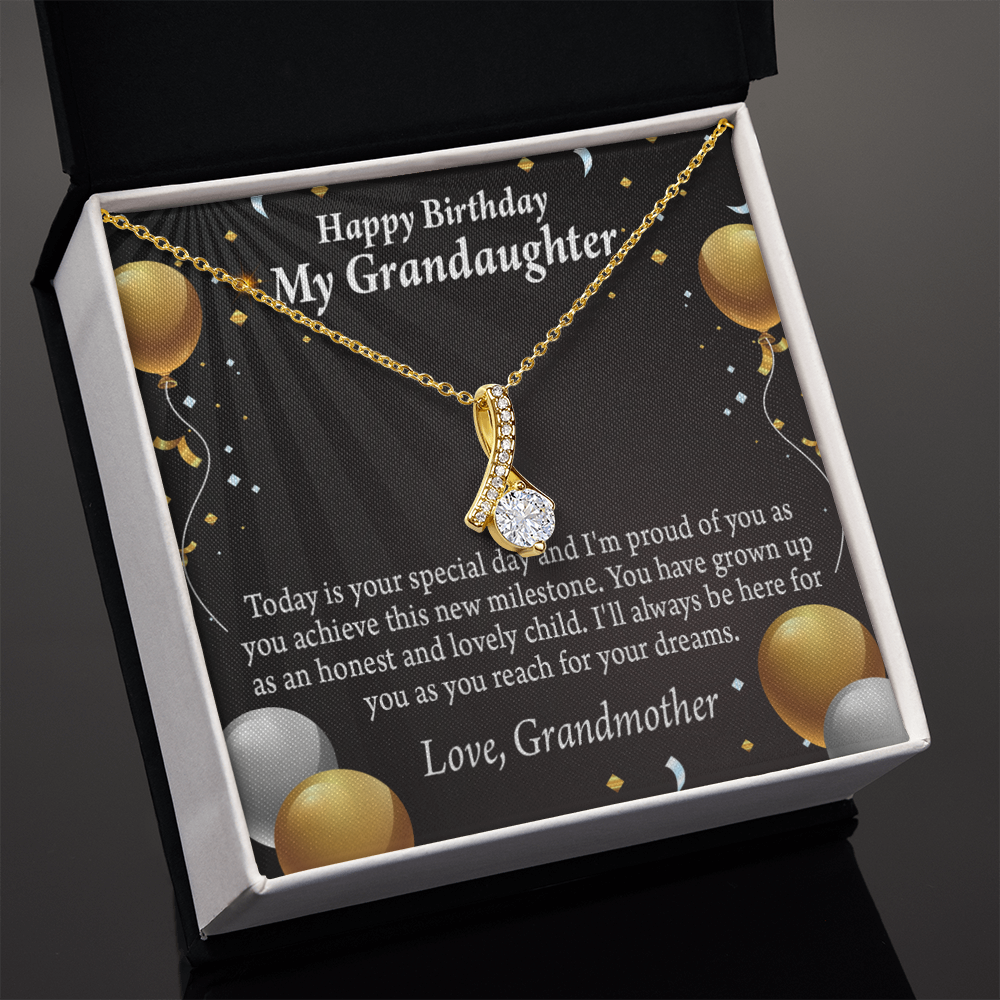 To My Granddaughter Birthday Card For Granddaughter Alluring Ribbon Necklace Message Card-Express Your Love Gifts