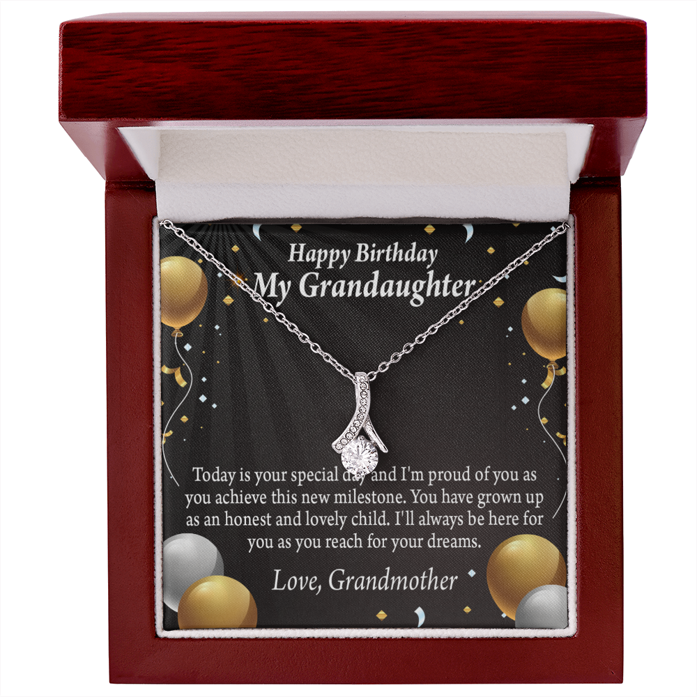 To My Granddaughter Birthday Card For Granddaughter Alluring Ribbon Necklace Message Card-Express Your Love Gifts