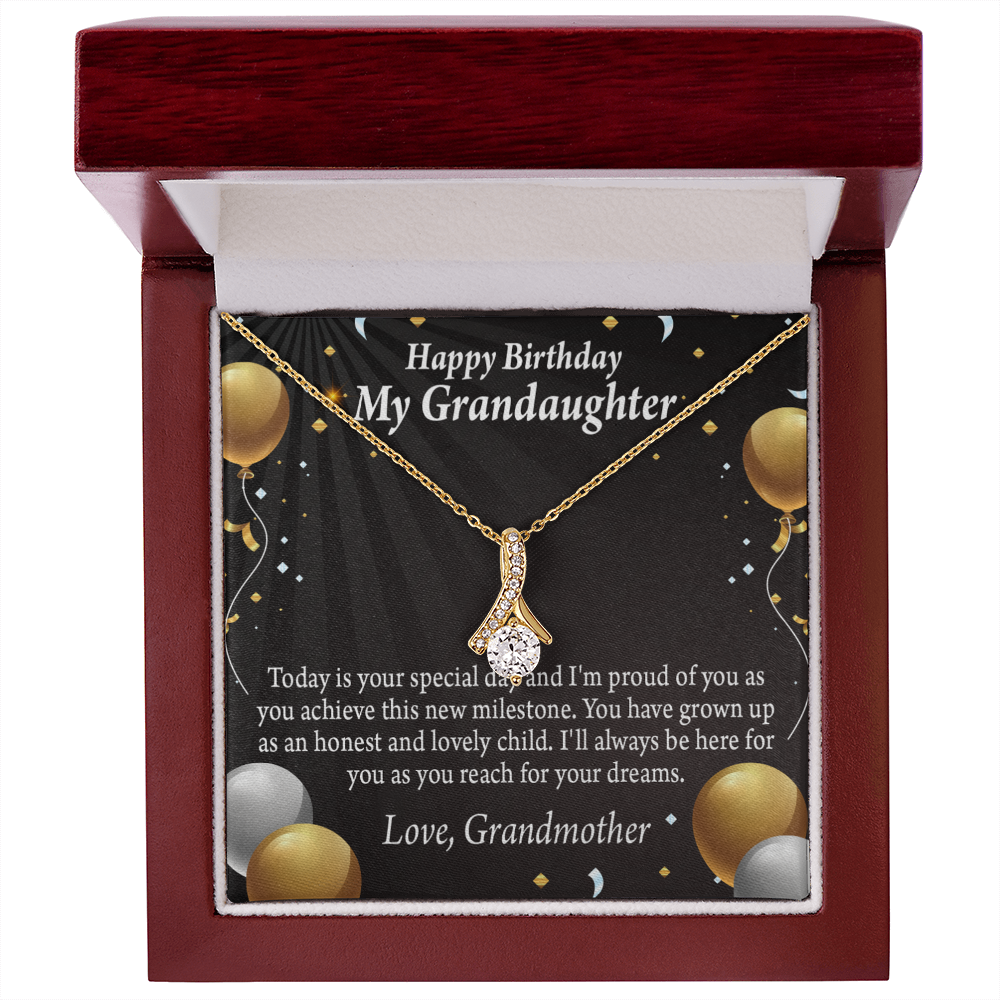 To My Granddaughter Birthday Card For Granddaughter Alluring Ribbon Necklace Message Card-Express Your Love Gifts