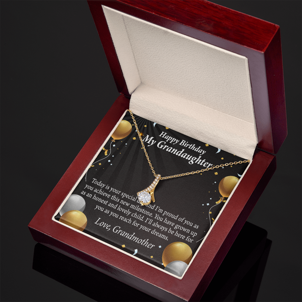 To My Granddaughter Birthday Card For Granddaughter Alluring Ribbon Necklace Message Card-Express Your Love Gifts